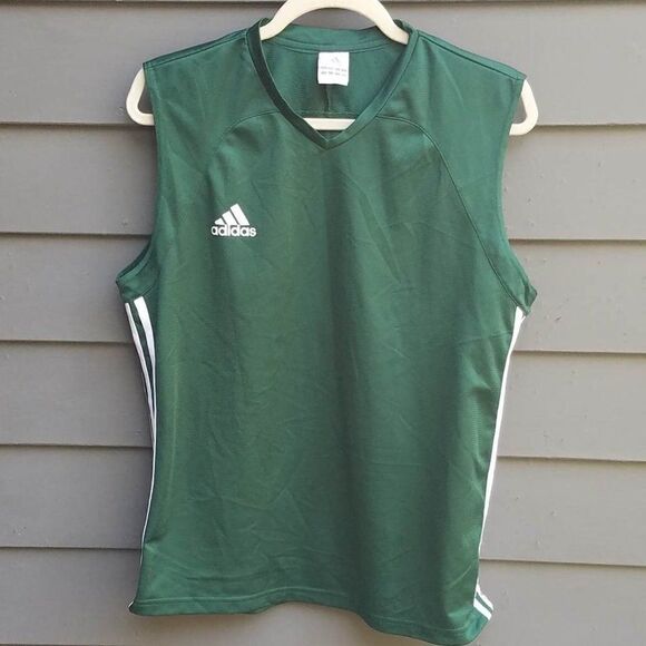 Green White Stripes Adidas Tank Top size Large - Picture 1 of 6